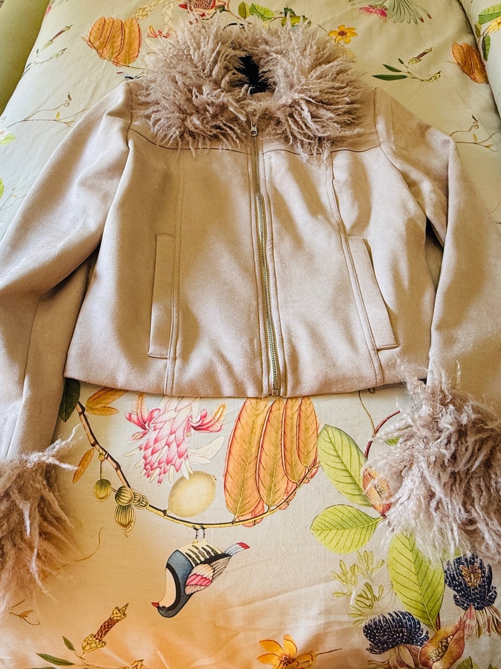 WILLOW & WIND SUEDETTE & FAUX FUR JACKET - SZ L  NEW - Picture 5 of 13